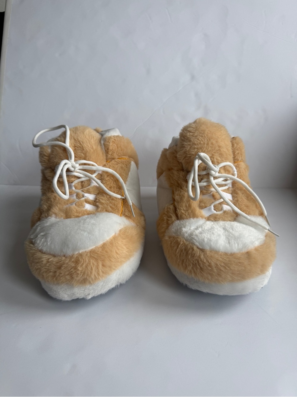 Hypebeast Plush Sneaker Slippers AJ1 Tan Red White One Size